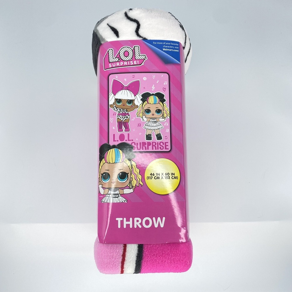 L.O.L. Surprise Throw Blanket 46 IN X 60 IN Soft Pink Fuzzy Comfy Fun - NWT New